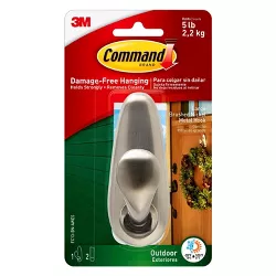 Command Large Sized Outdoor Classic Decorative Metal Hook with Foam Strips Nickel