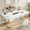 PAGED Computer Desk Modern Minimalist Home Office Desk with Three Built-in Cubbies, Writing Desk for Living Room - 2 of 4