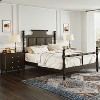 3-Piece Bedroom Sets Vintage Country Style Wood Queen/King Size Four Poster Platform Bed with 2 Three-Drawer Nightstands - ModernLuxe - 2 of 4