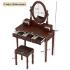Vanity Desk with Adjustable Angle Mirror, 5 Drawers Makeup Table Set with Cushioned Velvet Stool, Wooden Dressing Table - ModernLuxe - 4 of 4