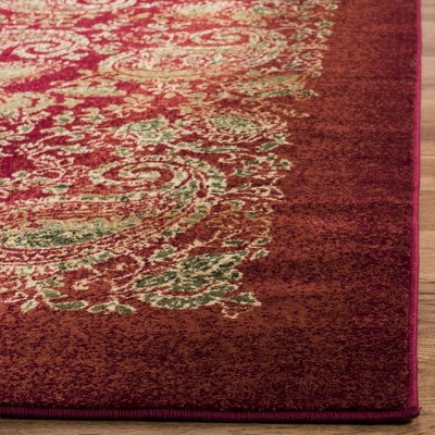 Lyndhurst Red and Multicolor Synthetic Rectangular Area Rug