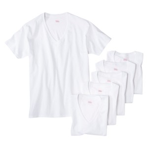 Hanes Men's 5pk V Neck T-Shirt - White 2XL: Cotton, Tagless, Moisture Wicking, Short Sleeve - 1 of 1