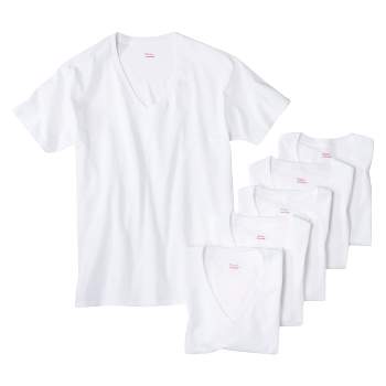 Hanes Men's 5pk V-Neck T-Shirt - White 2XL
