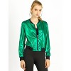INSPIRE CHIC Women's Holographic Fashion Stand Collar Metallic Lightweight Zip Bomber Jacket - 2 of 4