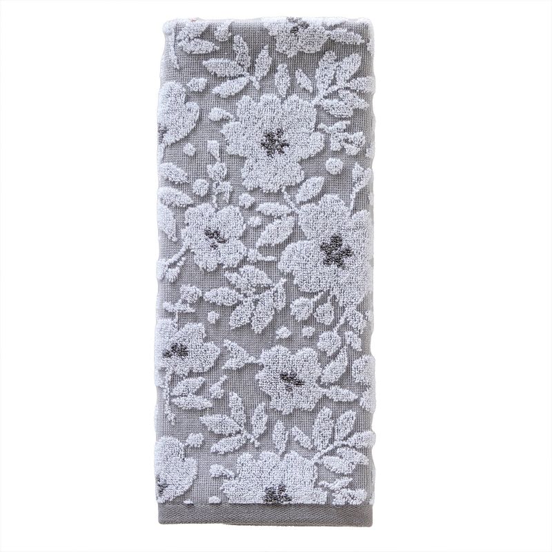 2pc Floral Jacquard Hand Towel Set Gray - SKL Home, 3 of 7