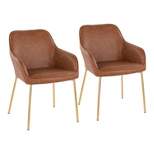 Set of 2 Daniella PU Leather/Steel Dining Chairs Gold/Camel - LumiSource