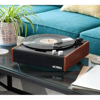 Victrola Brighton Mahogany Bluetooth Record Player with Built-in Speakers