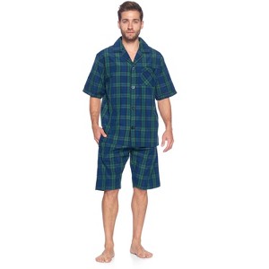Ashford & Brooks Mens Woven Short Sleeve Pajama Shorts Set - 1 of 4