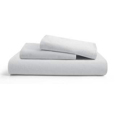Peace Nest Linen Cotton Blend Duvet Cover Set, Durable, Breathable & Moisture-Wicking, 3 Piece Bedding Set with Pillow Shams, Light Gray, 90"x90"