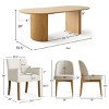 7-piece Dining Room Table Set, Oak Oval Table with 6 Linen Fabric Dining Chair and 2 Captain's Chair with Solid Wood Legs, Dining Room- Maison Boucle - 2 of 4