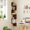 Yukimo 5-Tier Corner Shelf, Floating Bookshelf Wall Mounted Storage Organizer, Rustic Brown, 8" x 8" x 50" - 3 of 4