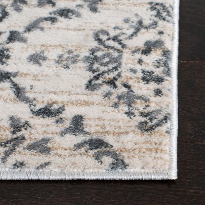 Cream and Grey Synthetic Easy Care Runner Rug 2' x 8'