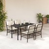 vidaXL 5 Piece Patio Dining Set - Brown Poly Rattan, Cushions Included, Tempered Glass Tabletop, Outdoor/Garden Furniture - 2 of 4