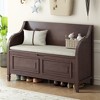 XINGHANZHENXUAN Rustic Solid Wood Storage Bench with Safety Hinge, Multifunctional Entryway Bench with Hidden Storage - 4 of 4