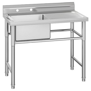 Stainless Steel Utility Sink - Commercial Bowl (20.5x39.4in, Silver) for Outdoor Kitchen/Laundry/Garage - 1 of 4