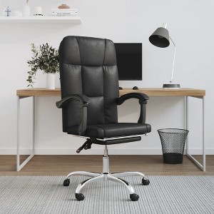 vidaXL Reclining Office Chair Black Faux Leather - 1 of 4