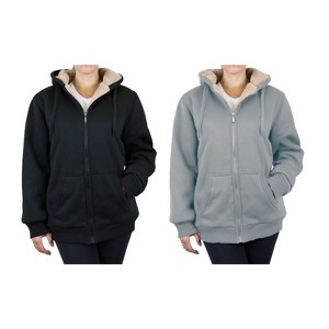 Rudoplh  Women's Loose Fit Heavyweight Hoodie With Faux Shearling Lining-2 Pack - 1 of 2