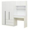 TIRAMISUBEST 3-Door Storage Desk Wardrobe with 3 Drawers for Bedroom, Modern Closet Armoire with Bulit-in Desk and Storage Shelves - 4 of 4