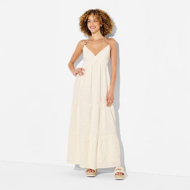 Women's Gauze Halter Maxi Dress - Wild Fable Cream XS