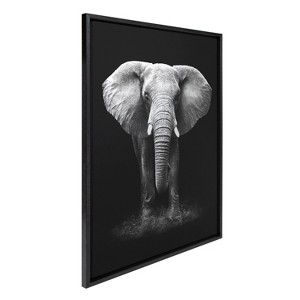 Kate & Laurel All Things Decor 23"x33" Sylvie African Elephant Safari Wildlife Animal BW Framed Metallic Canvas Wall Art by Donvanstaden - 1 of 4