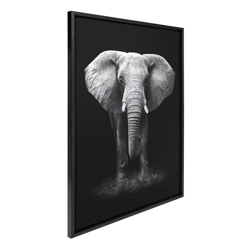 Kate &#38; Laurel All Things Decor 23&#34;x33&#34; Sylvie African Elephant Safari Wildlife Animal BW Framed Metallic Canvas Wall Art by Donvanstaden, 1 of 6