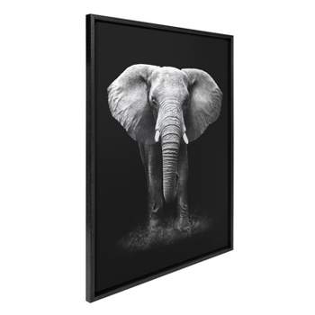 Kate & Laurel All Things Decor 23"x33" Sylvie African Elephant Safari Wildlife Animal BW Framed Metallic Canvas Wall Art by Donvanstaden