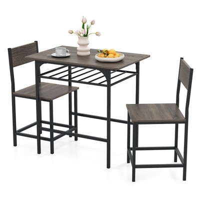 Resenkos Kitchen Table and Chairs Sets,Dining Table Set,Dining Table Set with Metal Frame and Storage Rack-Gray