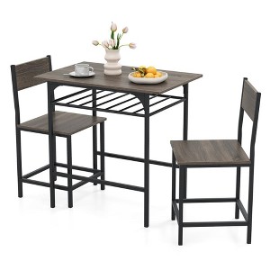 Resenkos Kitchen Table and Chairs Sets,Dining Table Set,Dining Table Set with Metal Frame and Storage Rack-Gray - 1 of 4