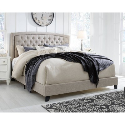 King Gray Upholstered Bed with Tufted Headboard