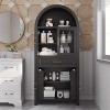 Dexmalle 71" Tall Farmhouse Arched Kitchen Pantry Cabinet with Glass Door and Adjustable Shelves - 3 of 4