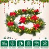 9FT Christmas Garland with Lights, Christmas Garland with Pine Cones & 8 Lighting Modes, Glitter, Pinecones & Berry Clusters (Battery not Included) - 4 of 4