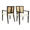 PexFix 2Pcs Modern Upholstered Fabric Armchairs Dining Chairs Rattan Back Dining Room Chairs Accent Kitchen Chairs with Solid Wood Legs Dark Brown - 2 of 4