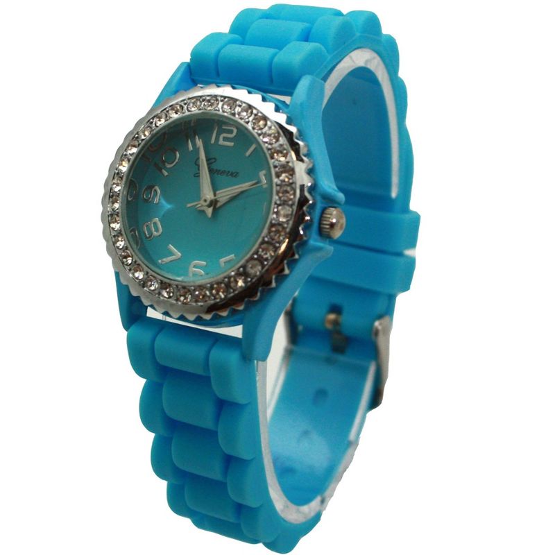 Olivia Pratt Every Day Thin Band Silicone and Rhinestones Colorful Women Watch, 3 of 5