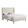 Sapphtopaz Modern Bed Frame with Wave Headboard Chenille Upholstered Platform Bed with Slat Support for Bedroom, No Box Spring Needed, Beige - 2 of 4