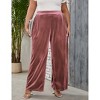 Women's Plus Size Velvet Wide Leg Pants High Waisted Loose Trousers - 3 of 4