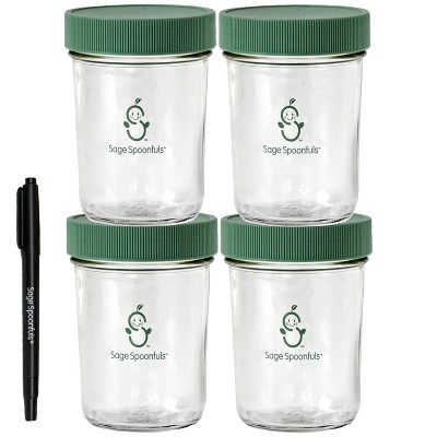 Sage Spoonfuls 4pk Leakproof Glass Baby Food Storage Containers - Clear - 8oz