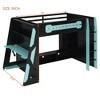 Full Size Wood Loft Bed with Desk, Multi-Storage Shelves, and RGB Light, Perfect Esports Gaming & Work Loft Bed, Cloud Blue - ModernLuxe - 4 of 4