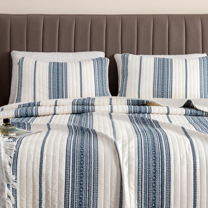 Great Bay Home Stripe Reversible Quilt Set With Shams, 1 of 11
