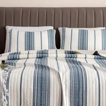 Great Bay Home Stripe Reversible Quilt Set With Sham