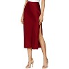 Women's Satin Midi Skirt - High Waist Slit Design with Comfortable Elastic Waistband Red - 2 of 4