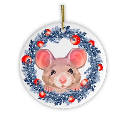 Watercolor Cute Christmas Rat Ornament| OrnamentallyYou
