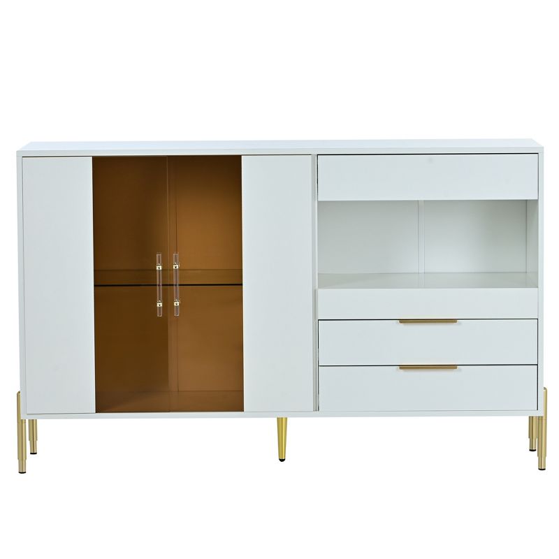 Modern Sideboard, Buffet Storage Cabinet with Acrylic Doors and Adjustable Shelves-ModernLuxe, 4 of 14