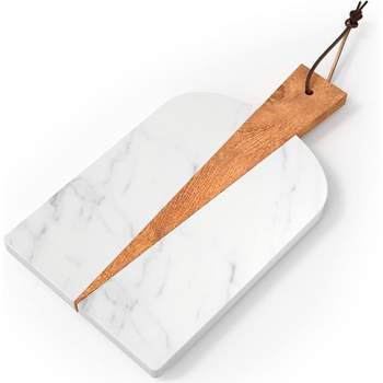 American Atelier Marble and Wood Paddle Board Cheese and Cutting Board - 15 Inch