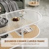 37" Rattan Oval Coffee Table, 2-Tier Storage Shelf and Metal Frame, Water-Wave GlassTabletop Cocktail Tea Table, Small Space - 4 of 4