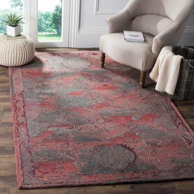 Handmade Red and Gray Wool and Viscose 8' x 10' Area Rug
