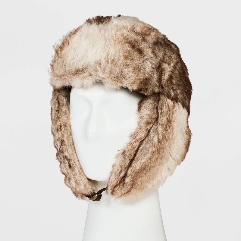 Men&#39;s All Over Faux Fur Trapper Hat - Goodfellow &#38; Co&#8482; Cream/Brown, 1 of 3