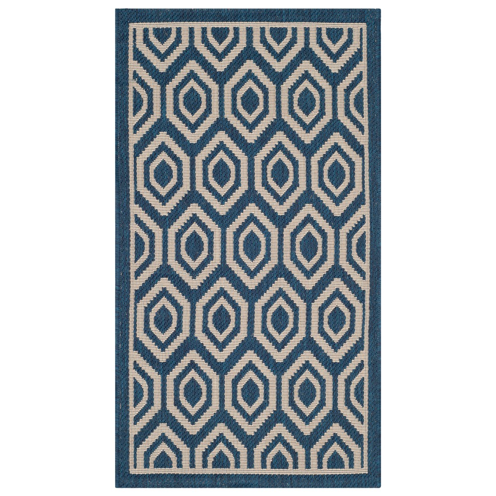 2' x 3'7in Biarritz Outdoor Rug Navy/Beige - Safavieh