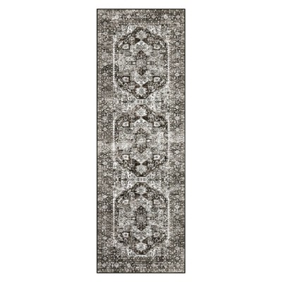 Washable Vintage Printed Rug Non Slip Low Pile Rug Soft Retro Throw Floor Cover Foldable Indoor Carpet for Living Room Bedroom Playroom Nursery