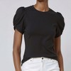 Knit & Lounge Women’s Short Sleeve Knit Top Puff Shoulder Detail Fitted Stretch Tee Casual Everyday Layering T-Shirt - 3 of 4