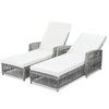 VisioGear 2PCS Outdoor Long Reclining Chaise with Armrests, Patio Adjustable Recliner with Soft Removable Cushions, Beige, 77.5"*25.6"*37.4" - 2 of 4